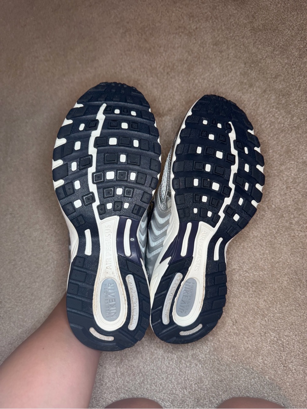 Nike Women’s Silver & White Running Sneakers With Black Swoosh View 5